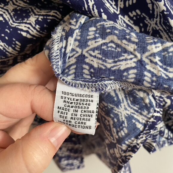 Habitat Blue and White Mayan Border Tunic Top - Picture 7 of 12